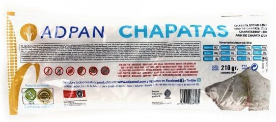 Adpan Chapata Sin Glúten, Sin Leche y Sin Huevo 2 unidades Adpan Chapata Sin Glúten, Sin Leche y Sin Huevo 2 unidades