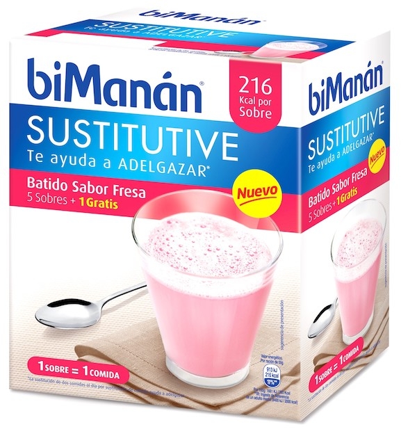 Bimanan Batido Sustitutivo Fresa 6 sobres