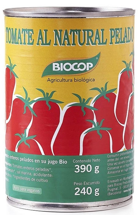 Biocop Tomate Pelado Entero Lata Bio 390gr