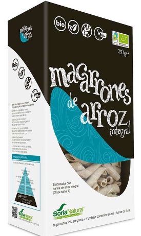 Soria Natural Macarrones de Arroz Integral 250gr macarrones-de-arroz-integral
