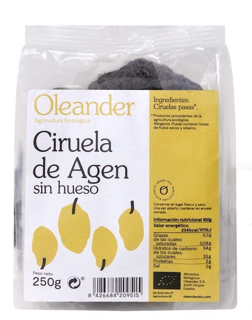 Oleander Ciruela de Agen Bio sin hueso 250g