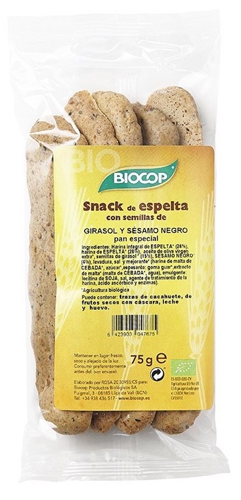 Biocop Snack de Espelta Pipas Girasol y Sesamo Negro Bio 75gr