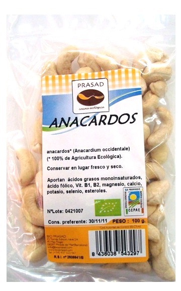 Prasad anacardos bio 100g Prasad anacardos bio 100g