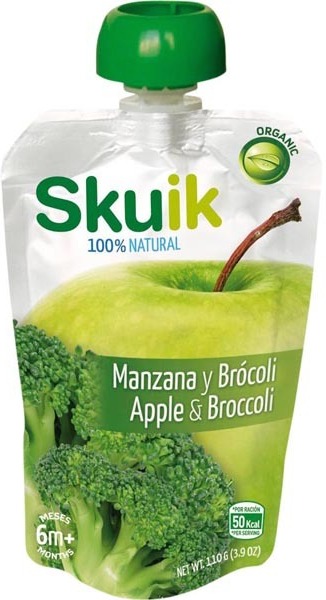 Skuik Puré con manzana y brocoli bio. Pack 6 unidades de 110g