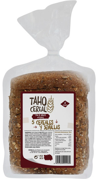 Taho Cereal Pan de molde integral 5 cereales y semillas 400g Taho Cereal Pan de molde integral 5 cereales y semillas 400g